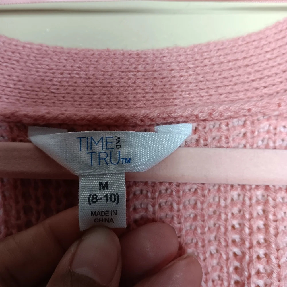 Time and Tru boyfriend cardigan sweater. Pink. Size meduim. 8-10 A bit oversized - Picture 5 of 8